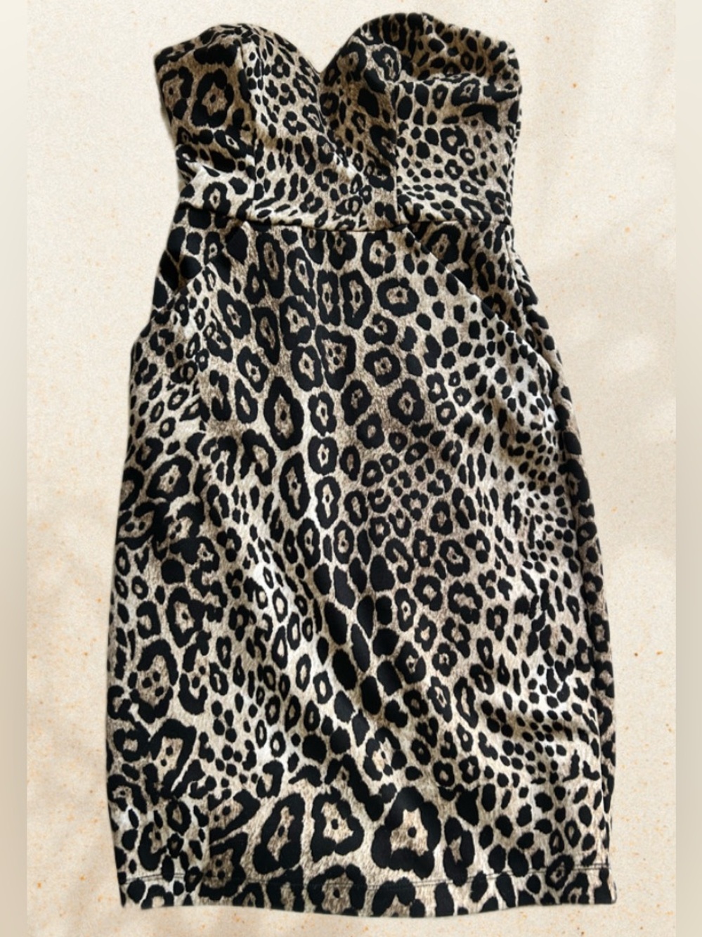 B. Darlin Leopard Print Strapless Dress - Black & Tan Size 3/4